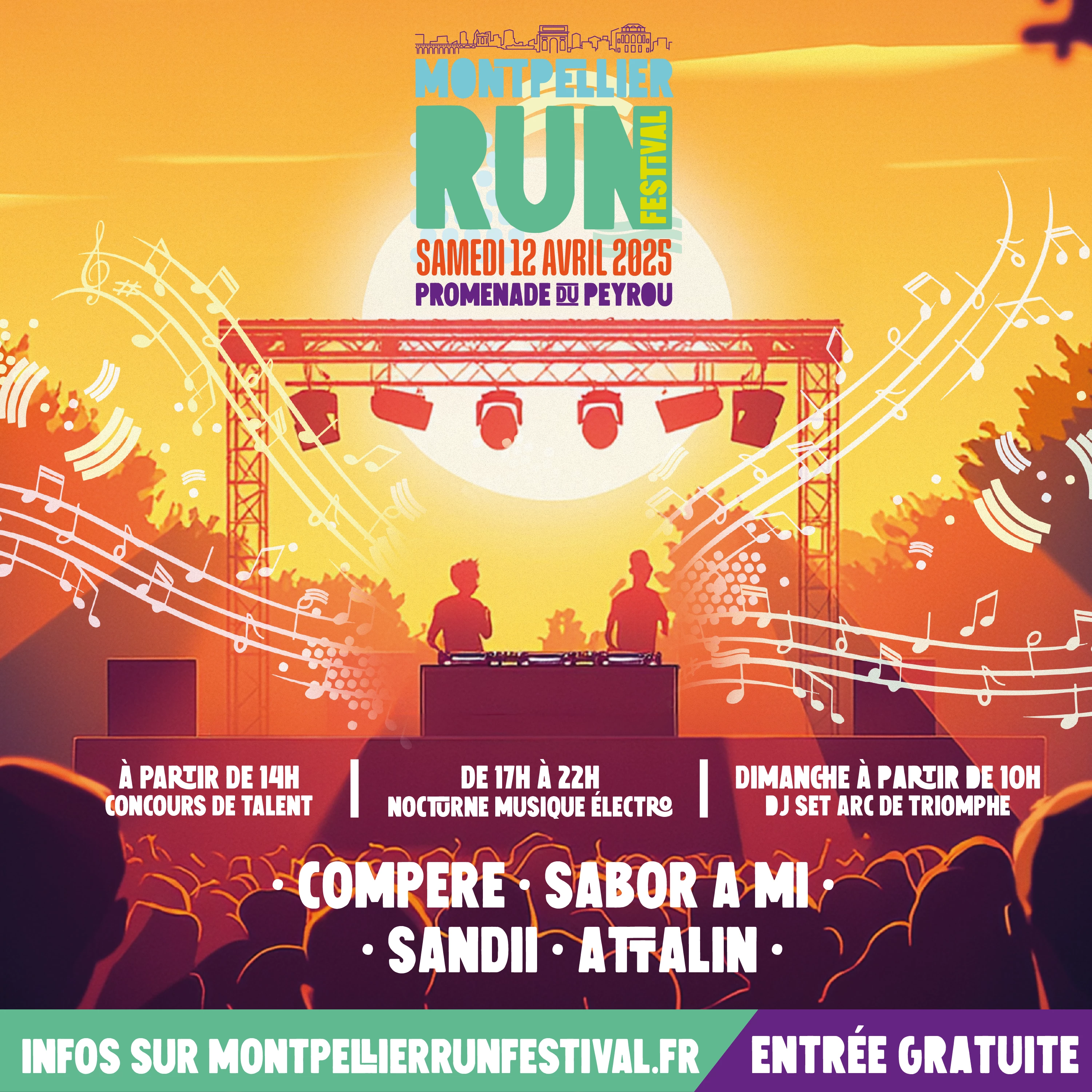 Montpellier Run Festival soirée électro samedi 12 avril 2025 de 17h à 22h entrée gratuite