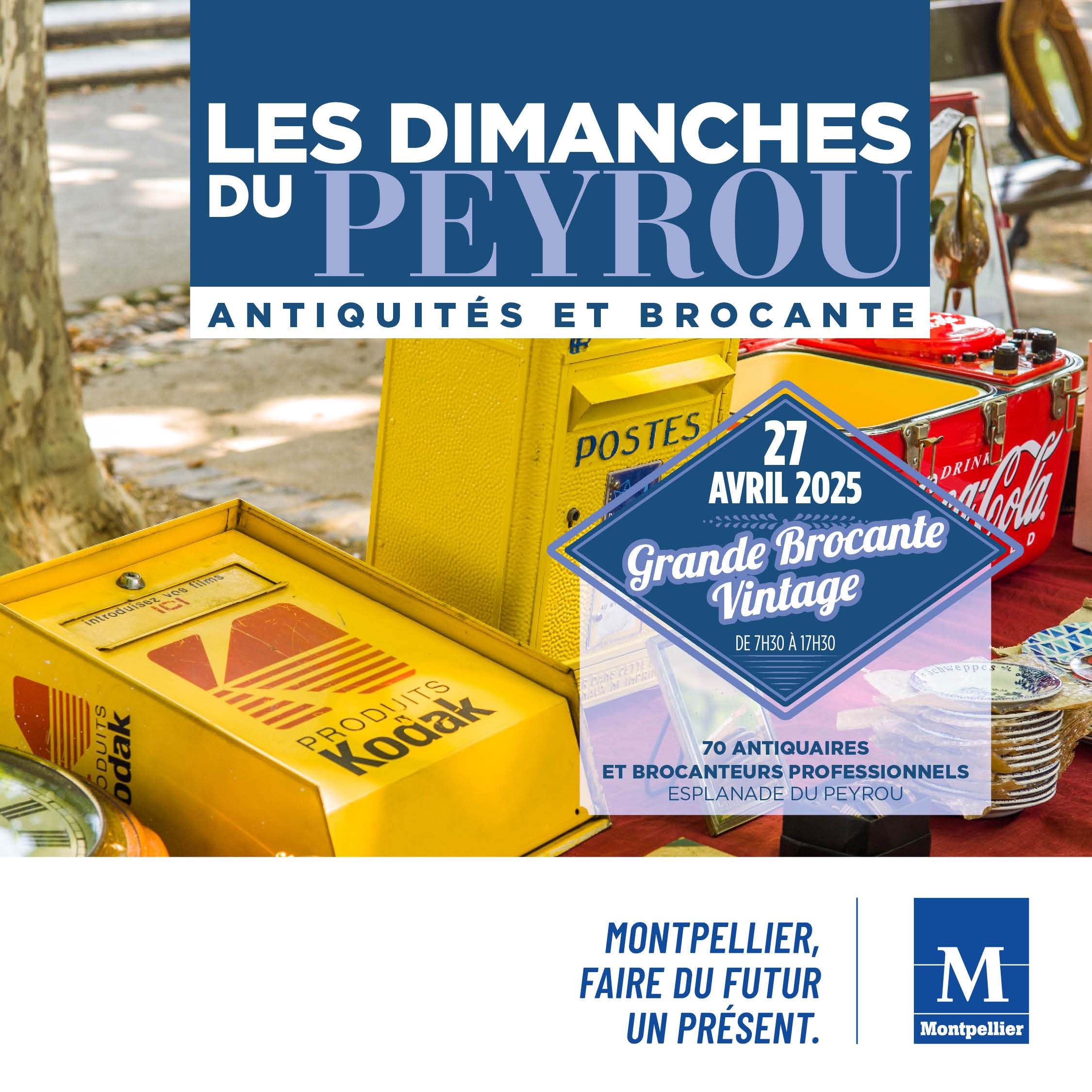 Les Dimanches du Peyrou antiquités et brocante, journée continue dimanche 27 avril 2025 : la grande brocante vintage