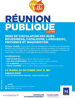 Réunion publique Centre : sens de circulation des rues Boussinesq, Catalogne, Languedoc, Provence et Washington