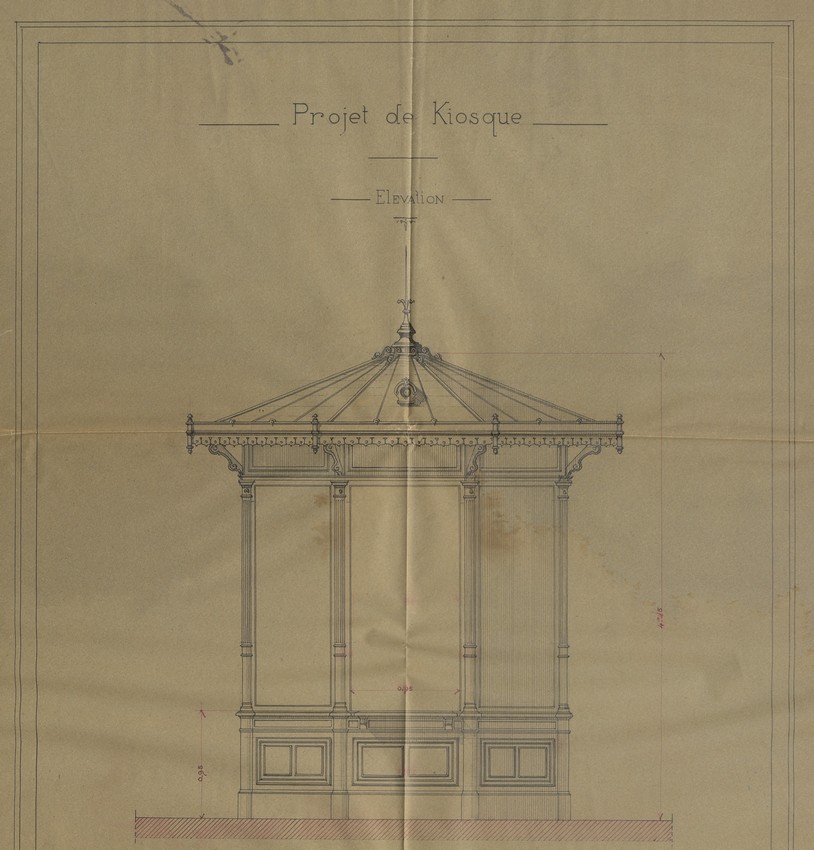 Projet de kiosque pour l'exposition de 1896. AMM, série F