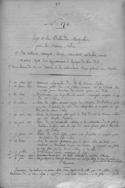1837 Décès de François-Xavier Fabre, collectionneur. AMM, 18S4, fol.931