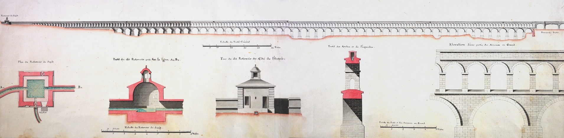 Plan d'élévation de l'Aqueduc. AMM, 2Fi140-2