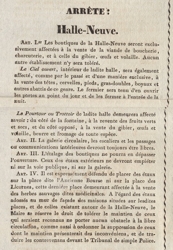 Arrêté règlement, 21 mars 1832. AMM, série I, détail