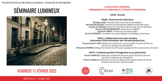 Séminaire sur la pollution lumineuse organisé à la Faculté de Droit et de Science politique de Montpellier