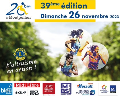 39ème édition des « 20 km de Montpellier », dimanche 26 novembre 2023