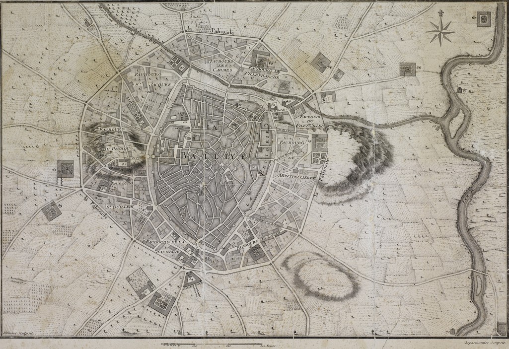 Plan de Montpellier avant les guerres de religion, XVIIIe s. AMM, 2Fi364