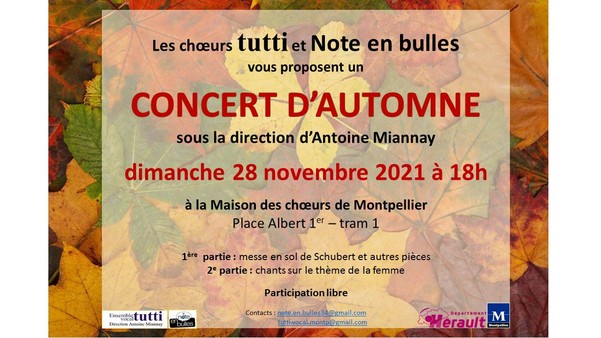 Concert "Tuti" et "Note en bulles" le 28 novembre