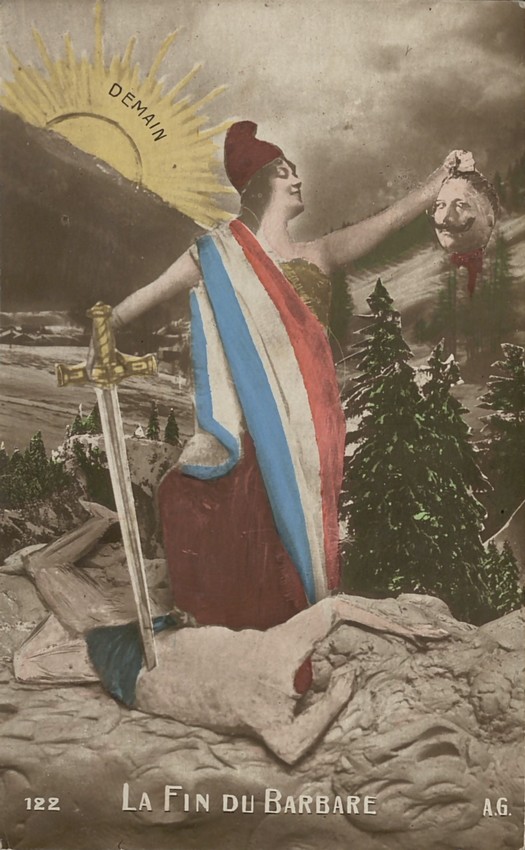 La fin du barbare. AMM, carte postale, vers 1914, 33Fi413