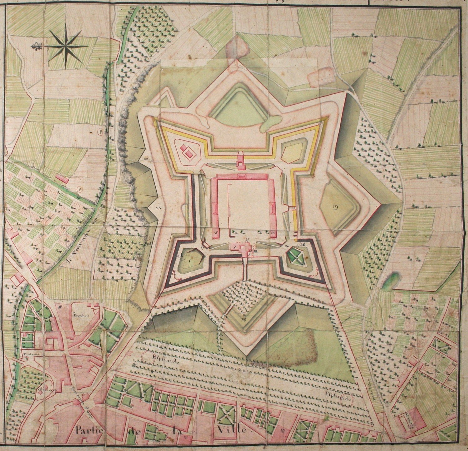 Plan directeur de la Citadelle Montpellier, 1778. AMM, II500, détail