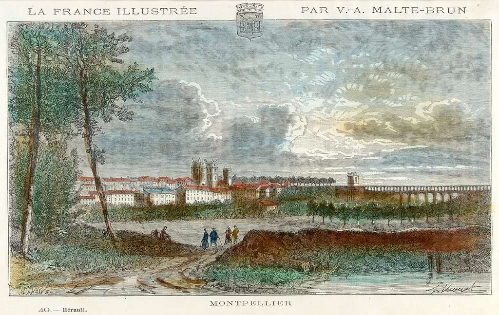 Vue générale de Montpellier, XIXè siècle. AMM, lithographie, 3Fi13