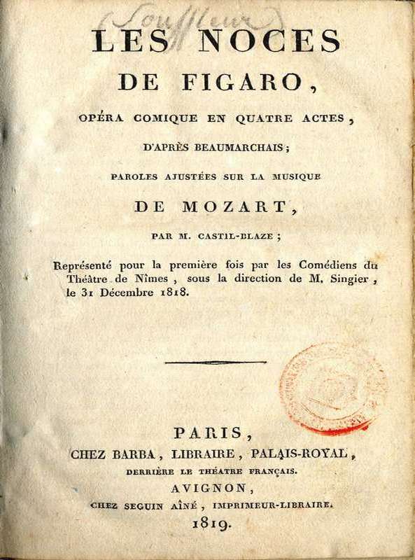 Les noces de Figaro. AMM, 3S2 61