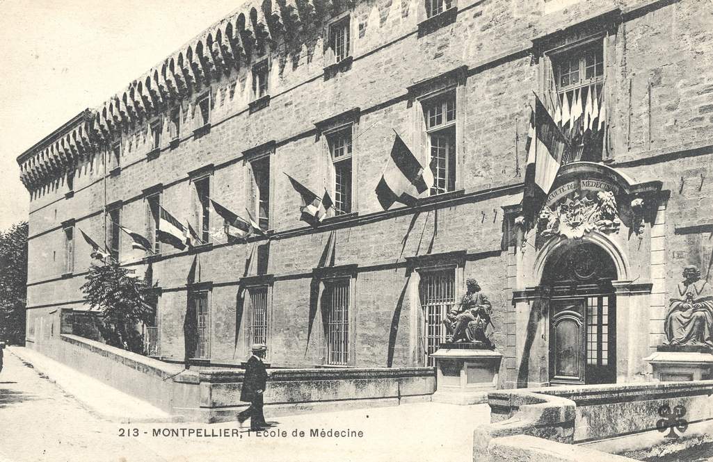 Faculté de médecine, carte postale autour de 1900. Archives de Montpellier