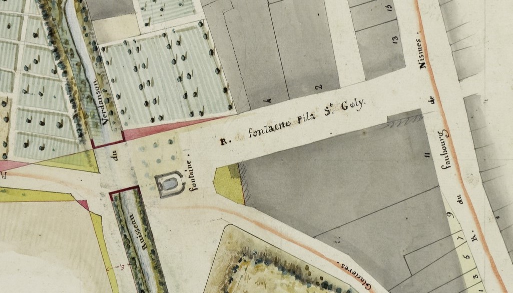Plan Fontaine du Pila Saint-Gély, s.d. AMM, 1Fi10-10, détail