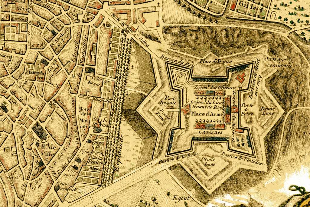 1627 La construction de la Citadelle est achevée. Plan de Montpellier, 1774. AMM, 3Fi31, détail