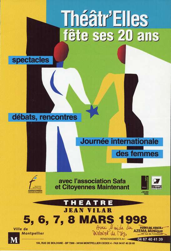 Affiche 20e anniversaire de Théâtr'Elles, 1998. AMM, 42 S 22