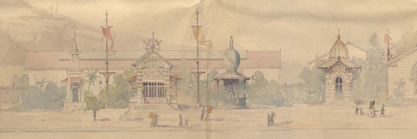 Plan de l'Exposition de 1896, de l'architecte A. Tournaire,présenté par G. Chenut, 28 décembre 1895. AMM, série F, détail