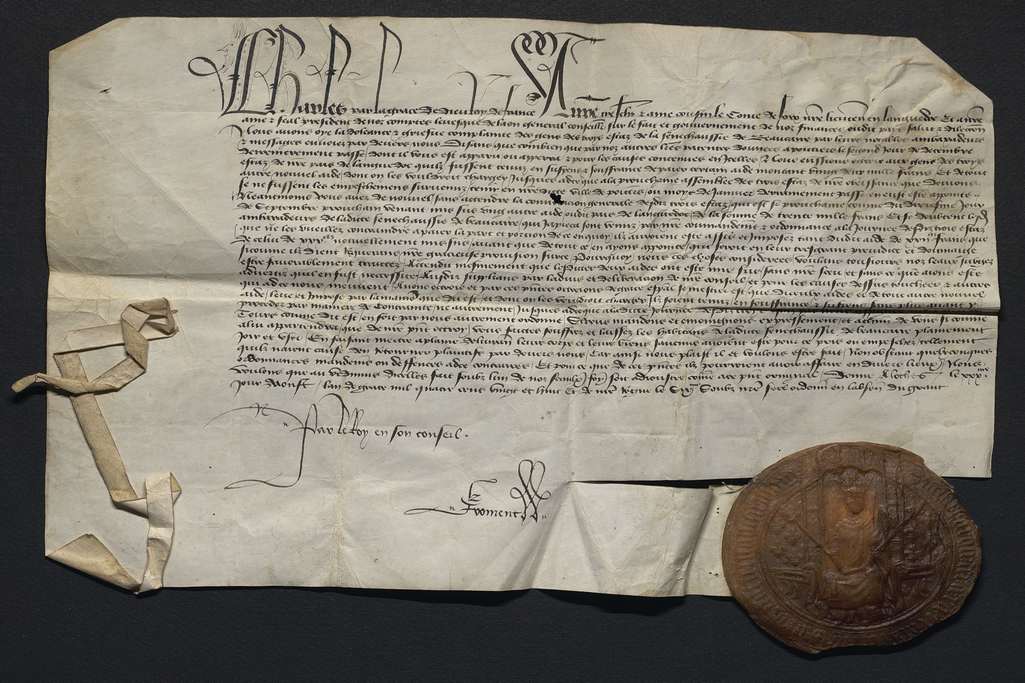 1437 Le roi Charles VII préside les Etats de Languedoc à Montpellier. AMM, Louvet 2525
