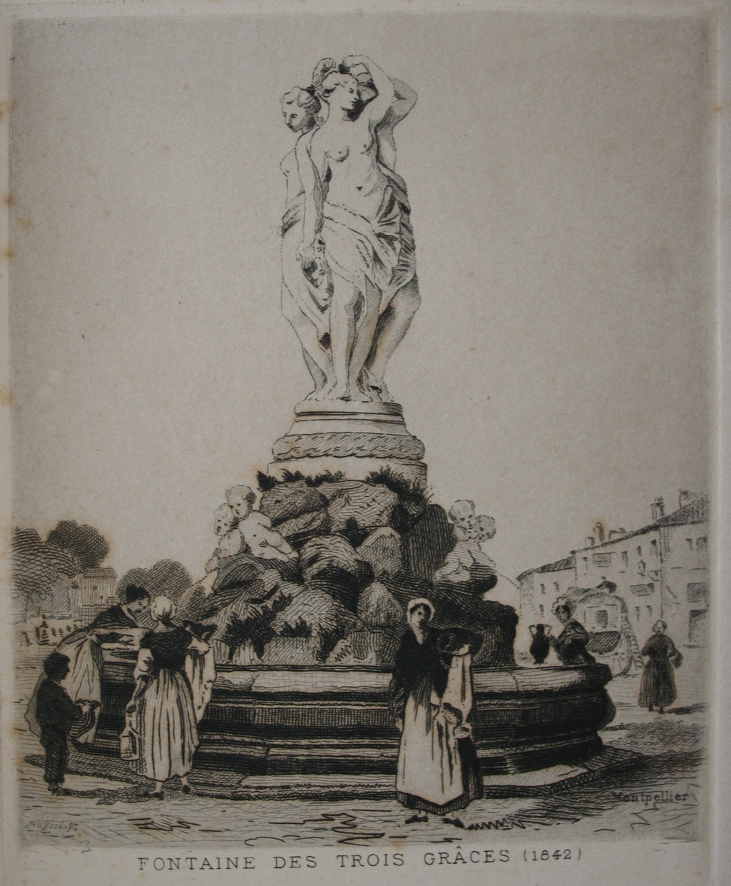 Fontaine des Trois Grâces gravure Boilly