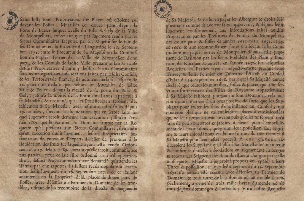 Arrêt pour terrains inféodés, 12 septembre 1690. AMM, DD97