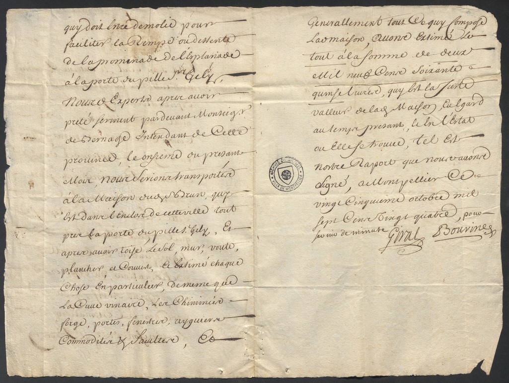 Engagement de Jacques Giral pour la démolition de maison et construction d'une rampe, 25 octobre 1724. AMM, DD97