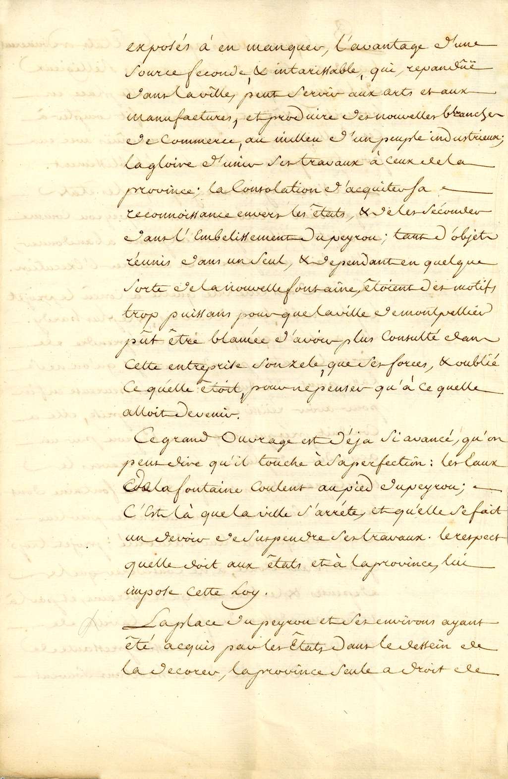 Mémoire du Peyrou, DD98, 1764, p.4. Archives Ville de Montpellier