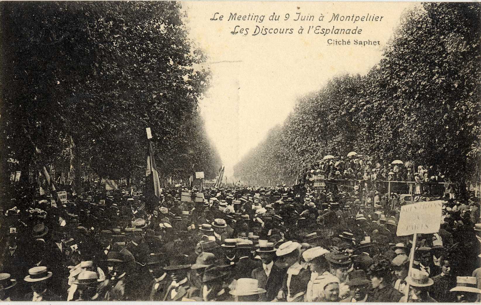 Le meeting du 9 juin à Montpellier. AMM, carte postale, 6Fi57
