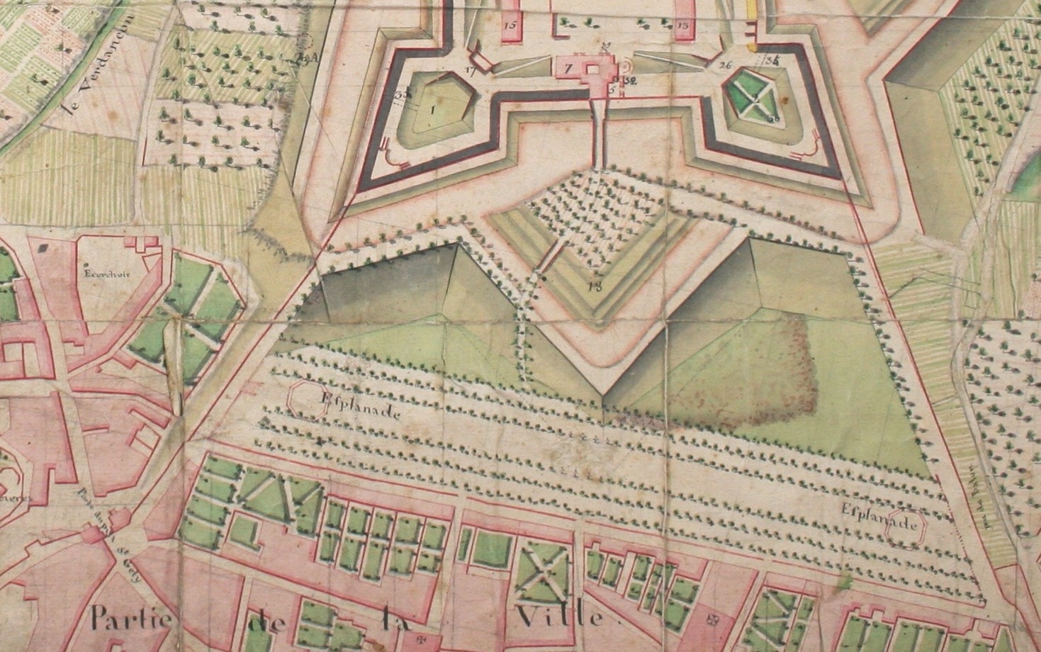 Plan directeur de la Citadelle de Montpellier, 1778. AMM, II500, détail