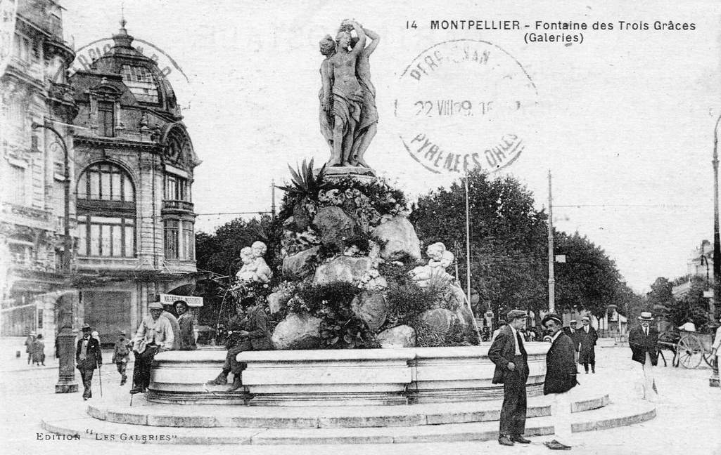 Fontaine des 3 grâces, place de la Comédie, vers 1900, 6Fi 498