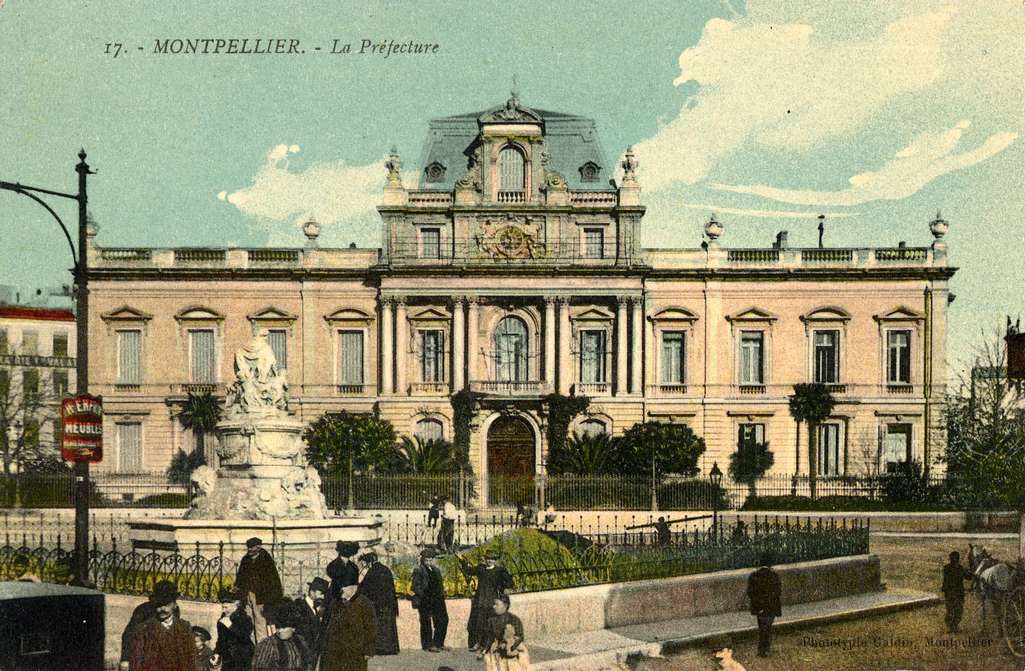 Montpellier. La Préfecture, vers 1900. Archives municipales de Montpellier, carte postale, 6Fi863A