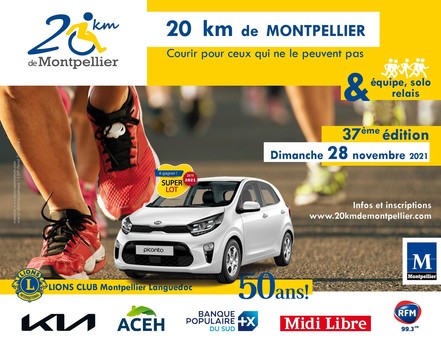 La ville de Montpellier, partenaire de la course des 20 km du Lions Club Montpellier Languedoc du 28 novembre 2021