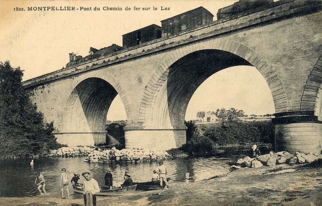Pont du chemin de fer sur le Lez, vers 1900, 6Fi 845