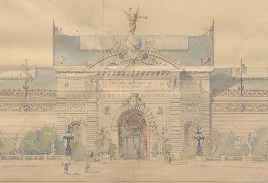 Pavillon principal de l'Exposition de 1896, plan d' A.Tournaire, 28 décembre 1895. AMM, série F, détail