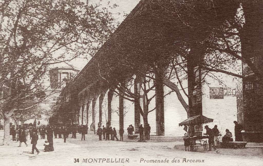 Montpellier promenade des Arceaux. Archives municipales de Montpellier, carte postale autour de 1900, 6Fi94