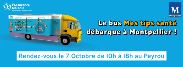 Le bus Mes tips santé fait  étape à Montpellier le 7 octobre 2023