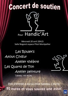 Concert caritatif de l’association Handic’art, mercredi 20 avril à 20h15