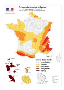 Zonage sismique de la France
