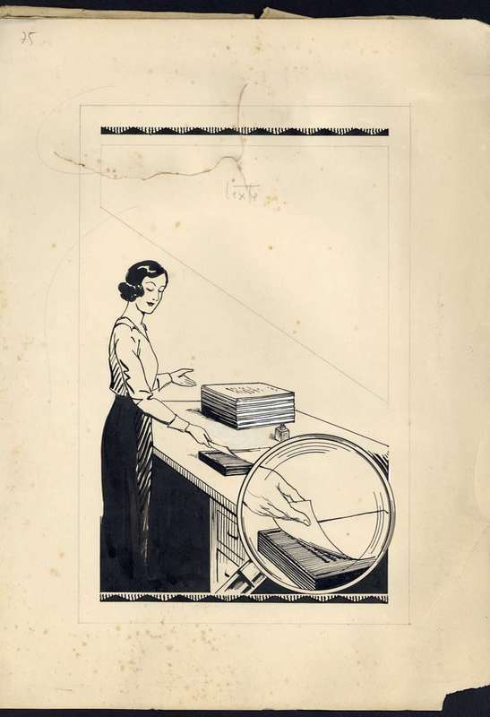 Maquette affiche publicitaire vantant la pâte à papier Clot-Chazel, s.d. AMM, 42 S 10