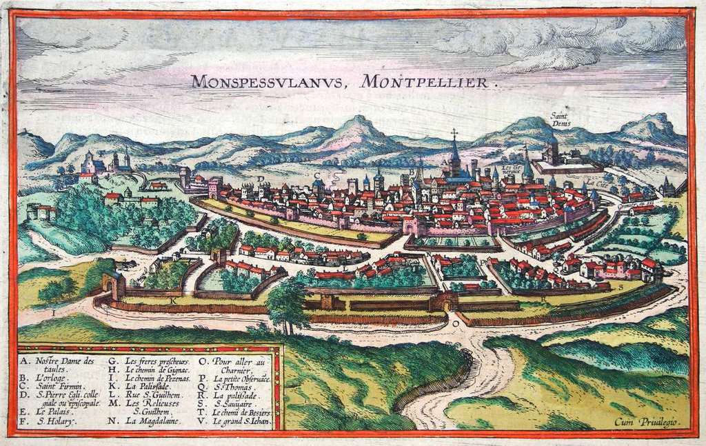 "Montpessulanus, Montpellier". AMM, gravure, 1579, 3Fi26