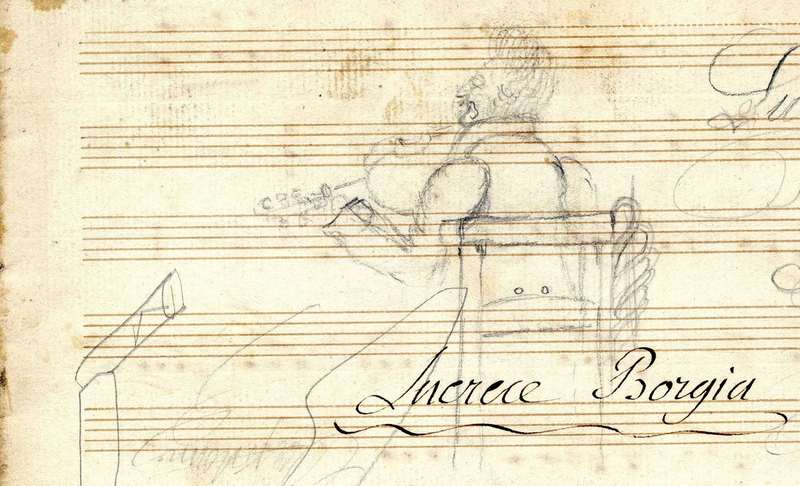 Dessin page de titre, Lucrèce Borgia 1833. Archives Ville de Montpellier, 1S